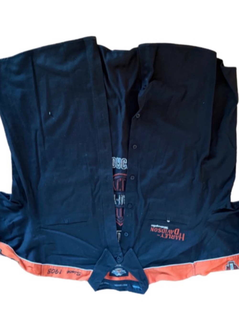 Harley-Davidson Black Jacket with Orange Hem and Logo